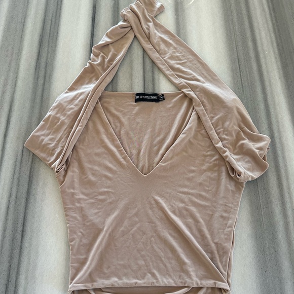 Stone Second Skin Long Sleeve V Neck Crop Top US0 New - Picture 6 of 7